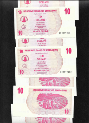 Zimbabwe 10 dollars 2006 unc pret pe bucata foto