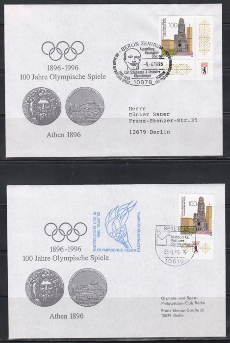Germania 1996 - Centenarul J.O., 2 FDC-uri
