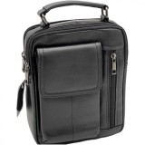 Geanta de Umar Barbati din Piele Naturala, Compartiment Smartphone, Maner, Bretele Detasabile, 18x23x6 cm, Maro, Negru
