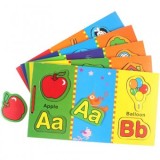 Cumpara ieftin Carte Magnetica Lemn cu Litere si Imagini, Joc Educativ Alfabet Engleza, Puzzle Copii 3 Ani+, 21x12 cm Meying-Price