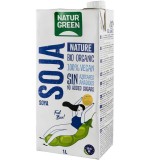 Bautura Soia Bio Natur Green 1L, Fara Gluten, Lactoza, Zahar, Vegana, UHT