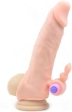 Extensie Penis Vibrator Rabbit TPE Natural cu Stimulator Clitoris si Testicule Lungime 14cm Diametru 3.5cm