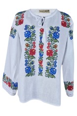 Bluza tip ie dama R24, alb cristal/verde , marimea 2XL