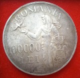 (A271) MONEDA DIN ARGINT ROMANIA - 100.000 LEI 1946 - PACEA, REGELE MIHAI I