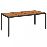 Cumpara ieftin Masa gradina cu blat din sticla, negru, 190x90x75 cm, poliratan