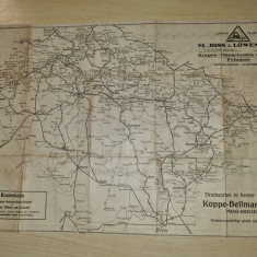 harta boemia,moravia si silezia - din anii 1910-1920 - dimensiuni 52/34 cm