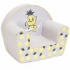 Fotoliu Copii Burete Ananas Gri Baby Mix, Husa Bumbac Detasabila, 9 Luni-5 Ani, 42x52x32 cm