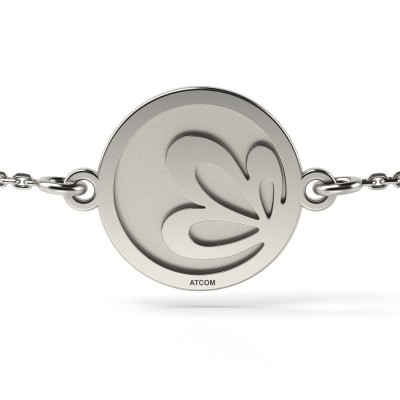 Bratara cu lantisor din argint model Floare de lotus gravata foto