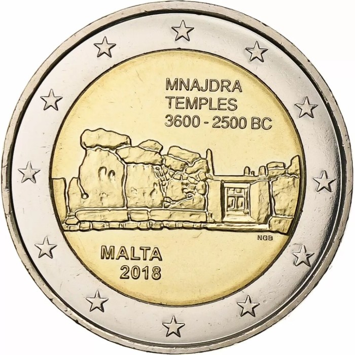 Malta 2 euro 2018 comemorativa, Mnajdra, UNC