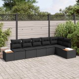 vidaXL Set de canapele pentru grădină cu pernă 6 pcs Negru Rattan poli 3356763