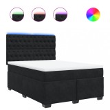 Cumpara ieftin Pat box spring cu saltea, negru, 160x200 cm, catifea