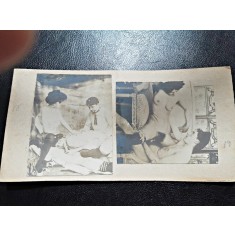 2 fotografii vechi, cca 1900, cu tema erotica, lipite pe carton