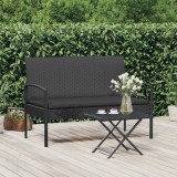 Bancă de grădină cu pernă, negru, 105 cm, poliratan