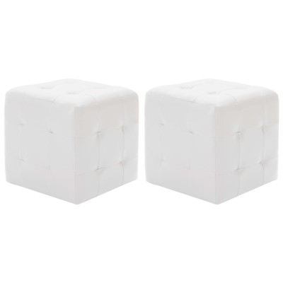Taburet, 2 buc., alb, 30x30x30 cm, piele ecologica foto