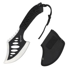 Topor camping si drumetii Foxter, 27 cm, husa lama inclusa, negru