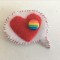 Brosa speech bubble: Love and Peace, fetru,8cm, cu inima si curcubeu, handmade