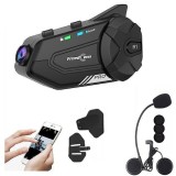 Casca Bluetooth pentru Moto FreedConn R1 Pro, Autonomie baterie 48 ore, Camera 2K, Wifi, Intercom 6 persoane, Raza 1000m, Suport card memorie 256 Gb,