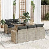 Cumpara ieftin Set canapele de grădină cu perne, 6 piese gri deschis poliratan