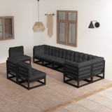 vidaXL Set mobilier grădină cu perne, 9 piese, lemn masiv pin 3076688