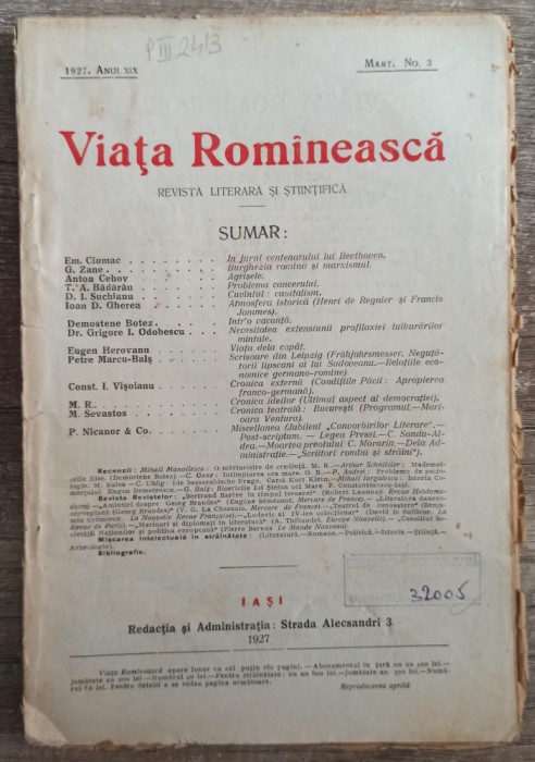 Viata Romaneasca// martie 1927