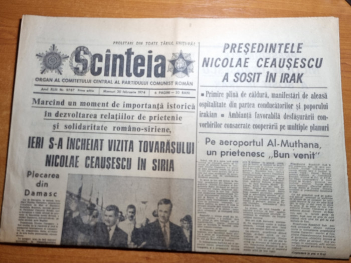 scanteia 20 februarie 1974-ceausescu vizita in siria,interviu eugen barbu