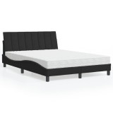 VidaXL Pat cu saltea, Hanko, negru, 140x190 cm, catifea 3208594