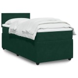 vidaXL Pat continental cu saltea, verde &icirc;nchis, 80x200 cm, catifea 3287587