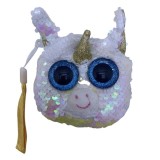 Portofel unicorn din paiete albe