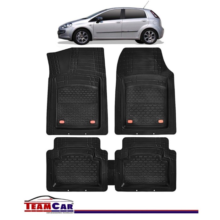 Covorașe Auto TeamCar&reg; Tip Tăviță Compatibile Fiat Punto III , 4 usi (2005&ndash;2018) Negru Cauciuc Rezistent