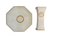 Set compus din 2 obiecte ( Vază de flori şi platou decorativ, ornamental)
