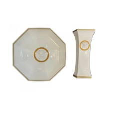 Set compus din 2 obiecte ( Vază de flori şi platou decorativ, ornamental)
