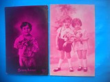 HOPCT 1763 COPII--ROMANTICA-FRANTA-LOT 2 CARTI POSTALE VECHI-CIRCULATE