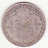 Marea Britanie &frac12; Crown 1921 - George V 2nd type, argint 14,14 grame (0.500)