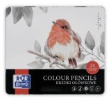Creioane colorate, set 24 culori, in cutie metal, colectia Oxford Artistic