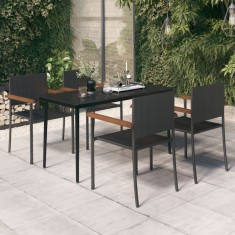 vidaXL Set de servit masa pentru grădină, 5 piese, negru 3099421