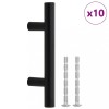 Manere de dulap, 10 buc., negru, 64 mm, otel inoxidabil