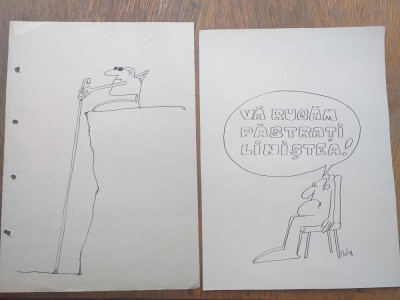 LOT DOUA CARICATURI 1978- VLAD GHEORGHIU / 2 foto