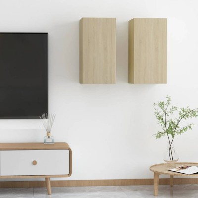 Comode TV, 2 buc., stejar Sonoma, 30,5x30x60 cm, lemn prelucrat foto