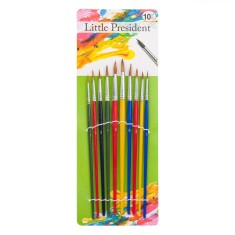 Set Pensule Pictură, Little President, Varf Rotund, 10 Bucăți, Multicolor