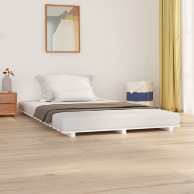 Cadru de pat, alb, 140x190 cm, lemn masiv de pin GartenMobel Dekor foto