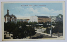 SALUTARI DIN TURNU - SEVERIN - VEDERE DIN ZONA CENTRALA , CARTE POSTALA ILUSTRATA , POLICROMA , CIRCULATA , INCEPUT DE SECOL XX foto