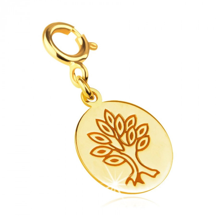 Pandantiv detașabil din aur 585 pentru o brățară &ndash; un cerc cu un copac gravat
