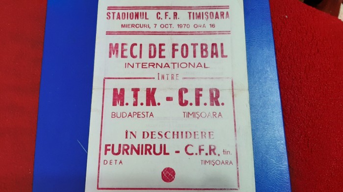 program CFR Timisoara - MTK Budapesta