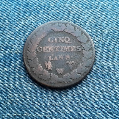 1h - 5 Centimes l&amp;#039;an 8 W ( 1799 ) Franta foto