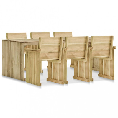 vidaXL Set mobilier de exterior, 7 piese, lemn de pin tratat foto