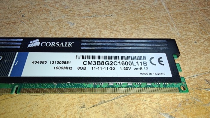 Ram PC Corsair 8GB DDR3 1600MHz CM3B8G2C1600L11B