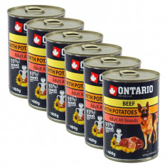 Conserva ONTARIO Beef with Potatoes and Oil pentru caini - 6x400g foto