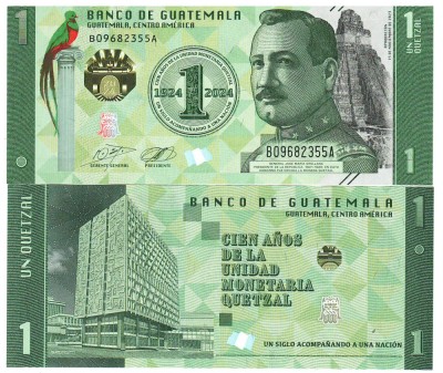 Guatemala 1 Quetzal 2024 P-129 Comemorativa UNC foto