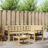vidaXL Set Canapele Exterior 5 Piese Alb Bej Lemn Acacia Textilene Mobilier Gradina
