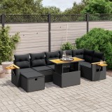 Cumpara ieftin Gossi set mobilier de gradina cu perne, 8 piese, negru, poliratan